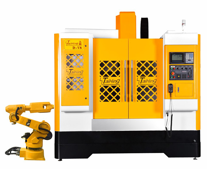 线轨机D-V8（三菱系统）—CNC850三轴线轨机(高速高精密零件立式加工中心机） （带油雾得理器） 主轴转速达18000转 ，带机械手